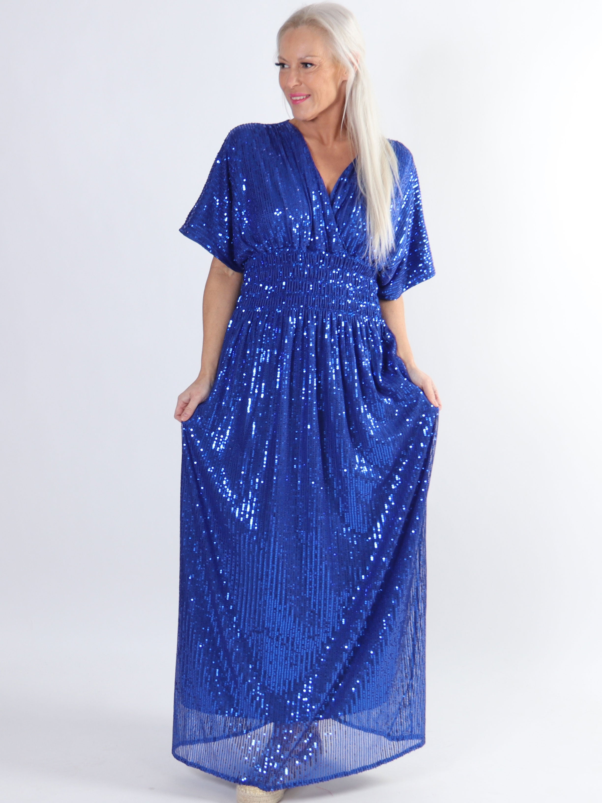 Pams Glitter - Lång plus size klänning med paljetter